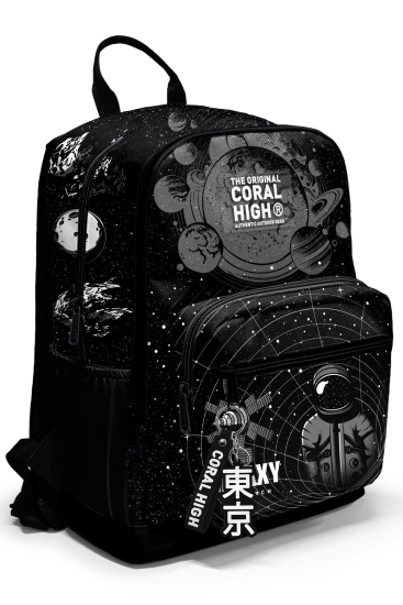 Coral High Siyah Galaxy Desenli Okul Sırt Çantası 23644 - Coral High