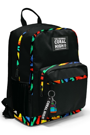 Coral High Siyah Grafiti Desenli Okul Sırt Çantası 23633 - Coral High