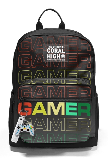 Coral High Siyah Gri Gamer Desenli Okul Sırt Çantası 23640 - 8