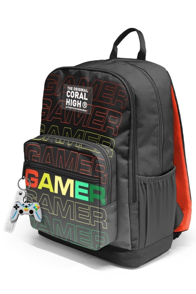 Coral High Siyah Gri Gamer Desenli Okul Sırt Çantası 23640 - 9