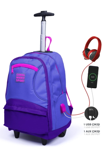 Coral High Sport Lavanta Mor Dört Bölmeli USB'li Çekçekli Sırt Çantası 23252 - Coral High Sport