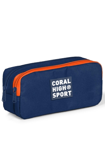 Coral High Sport Lacivert Neon Turuncu İki Bölmeli Kalem Çantası 22266 - 1