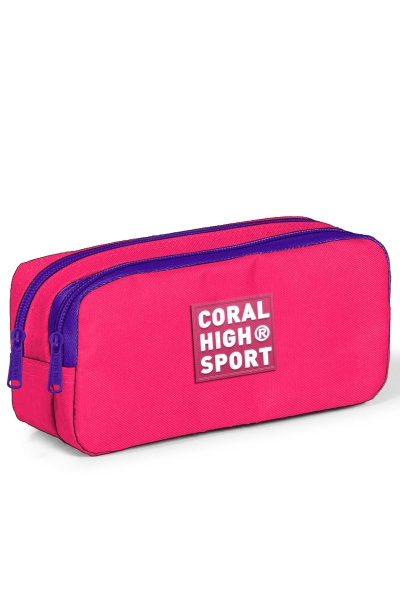 Coral High Sport Neon Mercan Mor İki Bölmeli Kalem Çantası 22268 - 1