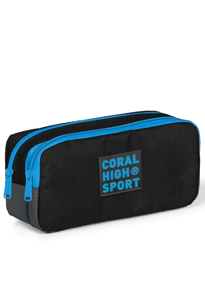 Coral High Sport Siyah Koyu Gri İki Bölmeli Kalem Çantası 22270 - 1