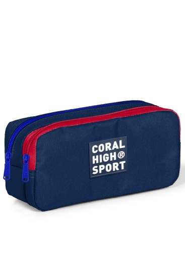 Coral High Sport Lacivert Kırmızı İki Bölmeli Kalem Çantası 22275 - Coral High Sport