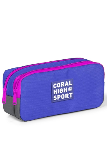 Coral High Sport Derin Mavi Koyu Gri İki Bölmeli Kalem Çantası 22277 - Coral High Sport