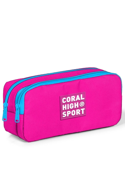 Coral High Sport Neon Pembe Mavi İki Bölmeli Kalem Çantası 22279 - 1