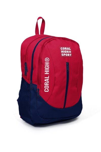 Coral High Sport Kırmızı Lacivert Dört Bölmeli USB Şarjlı Kulaklık Çıkışlı Sırt Çantası 23447 - 3