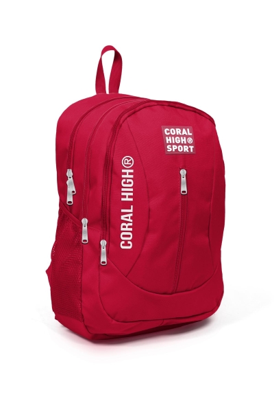 Coral High Sport Kırmızı USB Şarjlı Kulaklık Çıkışlı Dört Bölmeli Sırt Çantası 23451 - 3
