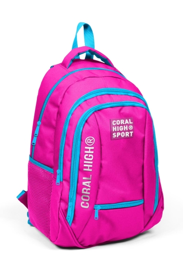 Coral High Sport Neon Pembe Mavi Dört Bölmeli Sırt Çantası 23456 