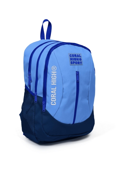 Coral High Sport Derin Mavi Saks Dört Bölmeli USB Şarjlı Kulaklık Çıkışlı Sırt Çantası 23228 - 3